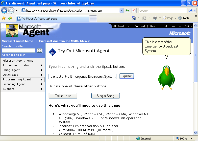 Microsoft Agent Website (2007)